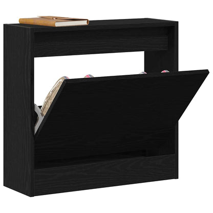 Schuhschrank Schwarz Eichen-Optik 60 x 21 x 57 cm Holzwerkstoff