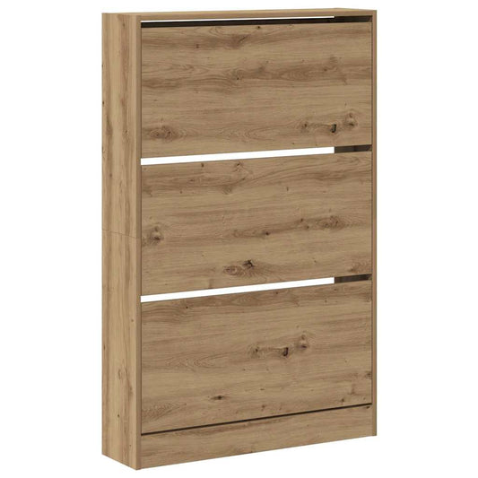 Schuhschrank mit Speicher Eiche handwerklich 80 x 21 x 125.5 cm