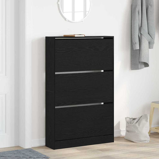 Schuhschrank Schwarze Eiche 80 x 21 x 125.5 cm Holzwerkstoff