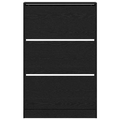 Schuhschrank mit Tür Schwarz Eichen-Optik 80 x 21 x 125.5 cm