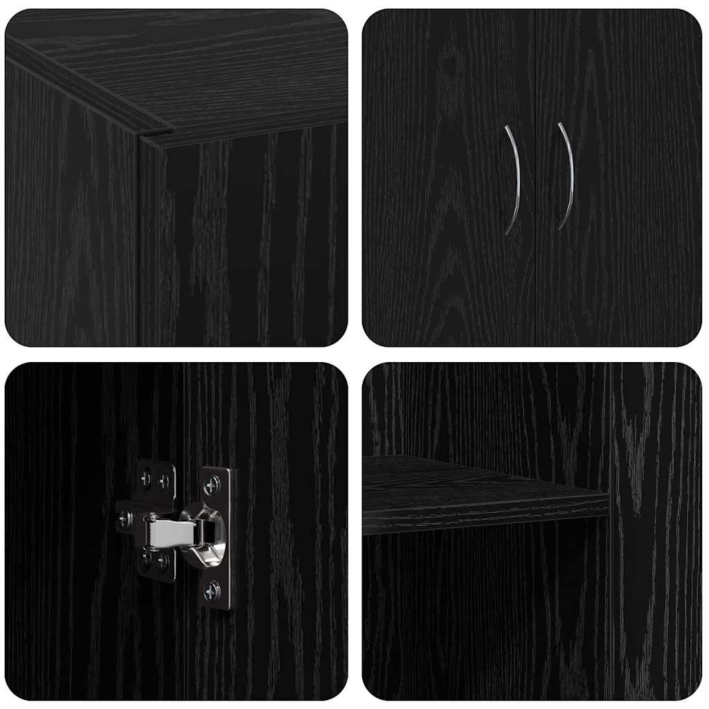 Büroschrank Schwarz Eichen-Optik 60 x 32 x 77.5 Holzwerkstoff