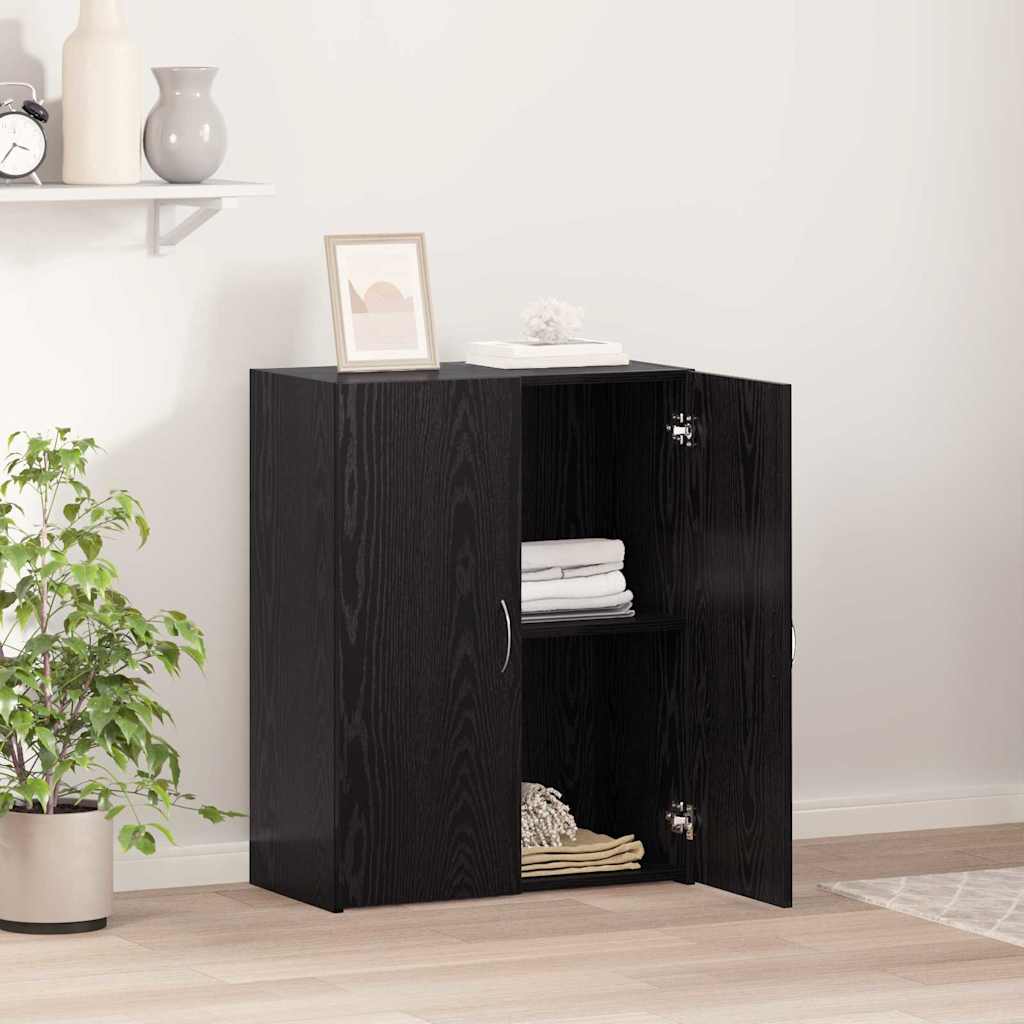 Büroschrank Schwarz Eichen-Optik 60 x 32 x 77.5 Holzwerkstoff