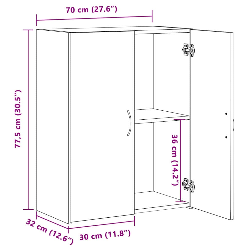 Büroschrank Schwarz Eichen-Optik 60 x 32 x 77.5 Holzwerkstoff