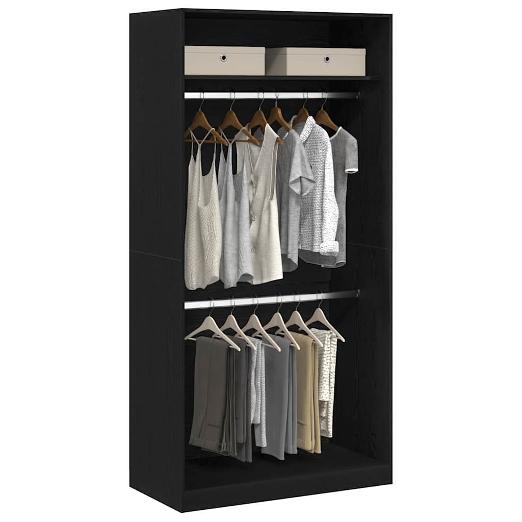 Kleiderschrank Schwarz Eichen-Optik 100 x 50 x 200 cm