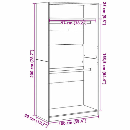 Kleiderschrank Schwarz Eichen-Optik 100 x 50 x 200 cm