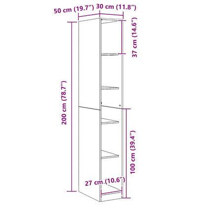 Kleiderschrank Schwarz Eichen-Optik 30 x 50 x 200 cm