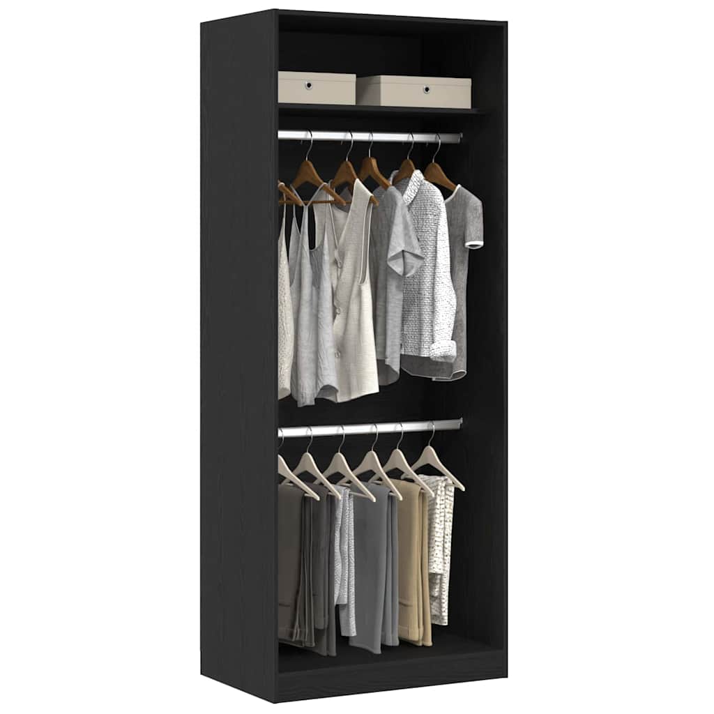 Kleiderschrank mit Regal Schwarz Eichen-Optik 80 x 50 x 200 cm