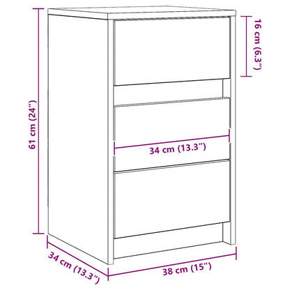Nachttisch mit Schubladen Altholz 38 x 34 x 61 cm Holzwerkstoff