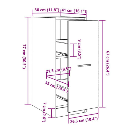 Apothekerschrank Schwarze Eiche 30 x 41 x 77,5 cm Holzwerkstoff