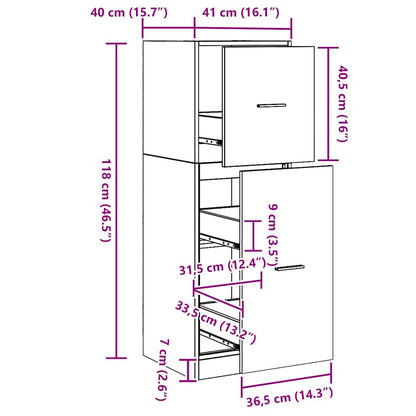 Apothekerschrank Schwarze Eiche 40 x 41 x 118 cm Holzwerkstoff