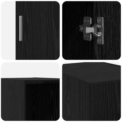 Wandschrank Wandmontiert Schwarz Eichen-Optik 30 x 42.5 x 40 cm