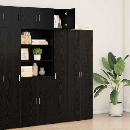 Wandschrank Wandmontiert Schwarz Eichen-Optik 30 x 42.5 x 40 cm