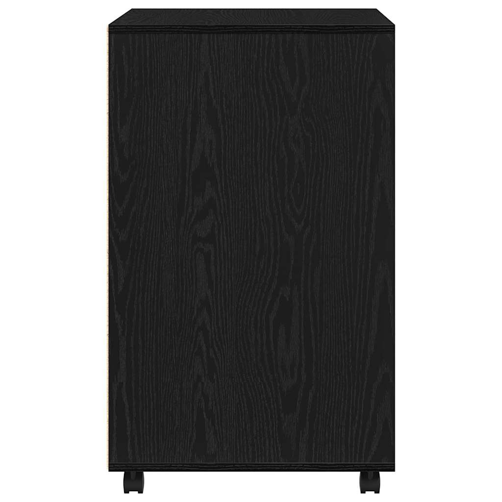 Rollschrank Schwarz Eichen-Optik 60 x 48 x 81 cm Holzwerkstoff