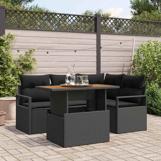 Garten Essgruppe mit Kissen mit Kissen 5 pcs Schwarz und Braun