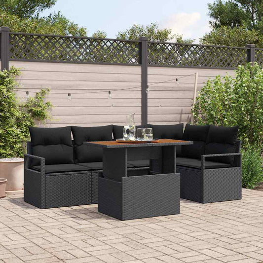 Garten Essgruppe mit Kissen mit Kissen 6 pcs Schwarz und Braun