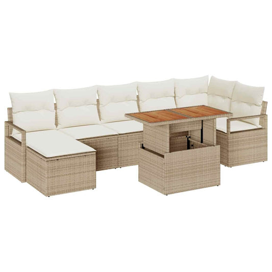 Garten Essgruppe mit Kissen 8 pcs Beige und Creme