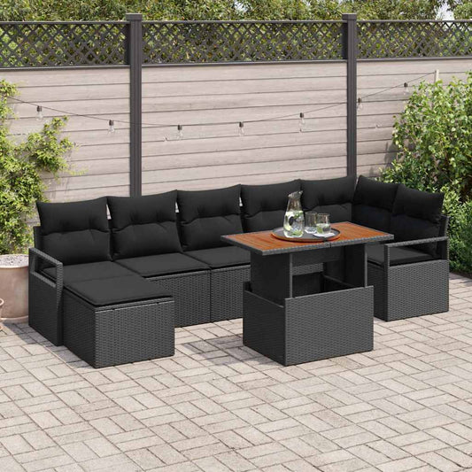 Garten Essgruppe mit Kissen 8 pcs Schwarz und Braun