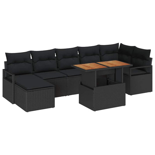 Garten Essgruppe mit Kissen 8 pcs Schwarz und Braun