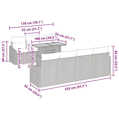 Garten Essgruppe mit Kissen Grau und Braun 100 x 55 x 73 cm