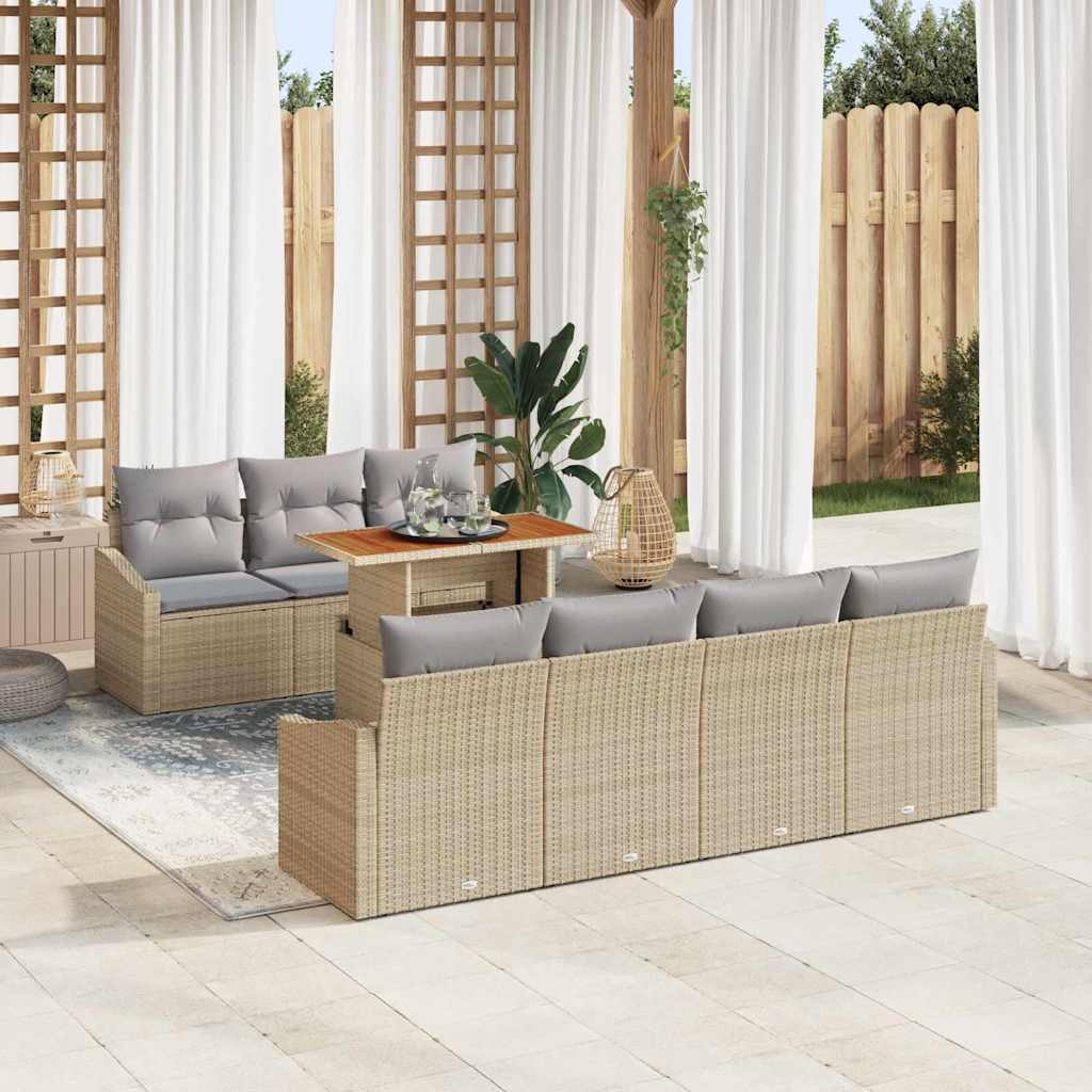 Garten Essgruppe mit Kissen Beige und Grau 100 x 55 x 73 cm