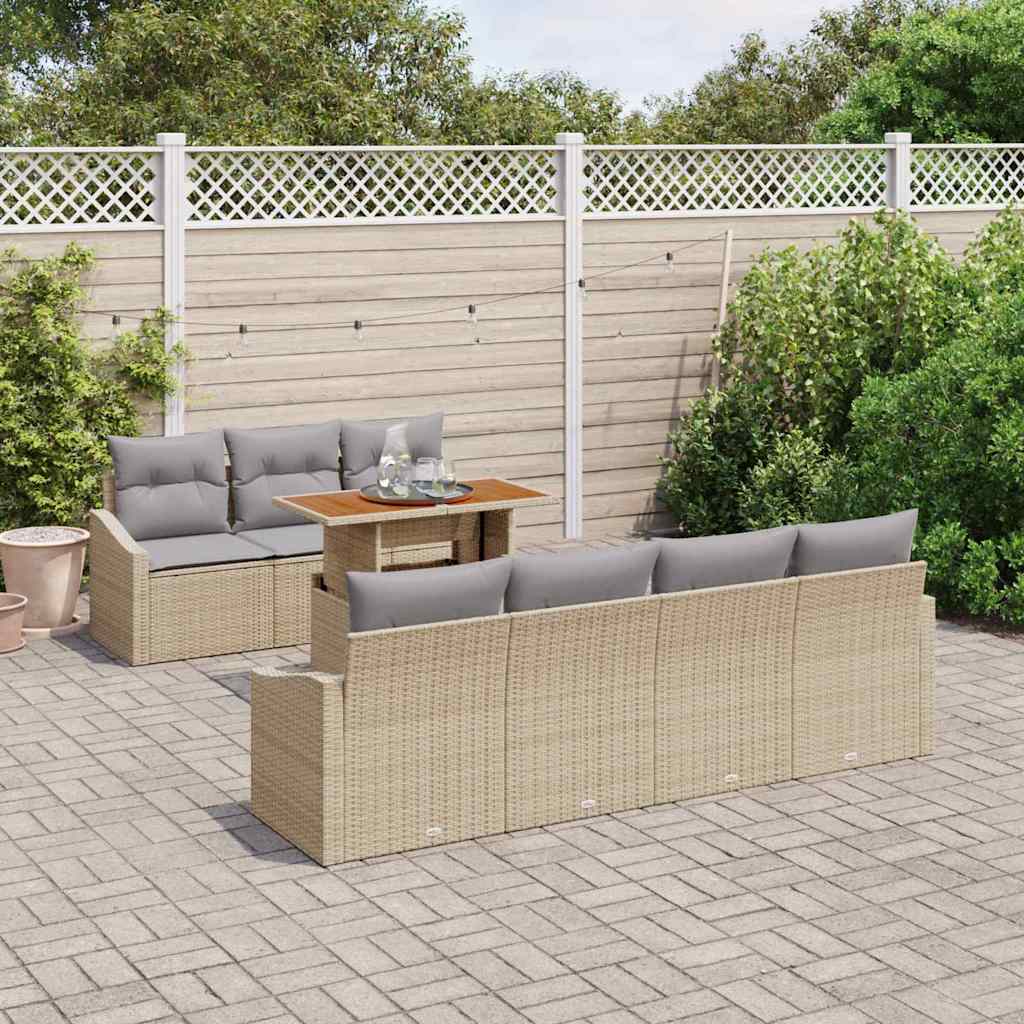 Garten Essgruppe mit Kissen Beige und Grau 100 x 55 x 73 cm