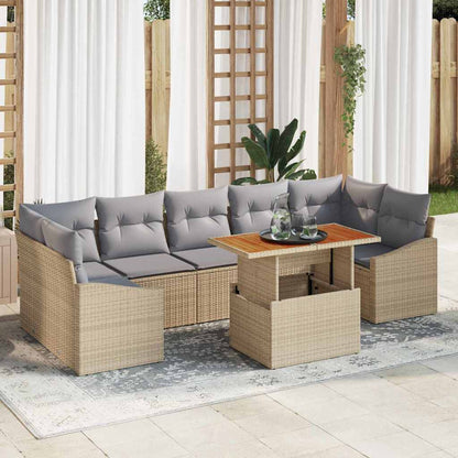 Garten Essgruppe mit Kissen mit Kissen 8 pcs Beige und Grau
