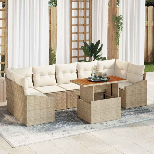 Garten Essgruppe mit Kissen mit Kissen 8 pcs Beige und Creme