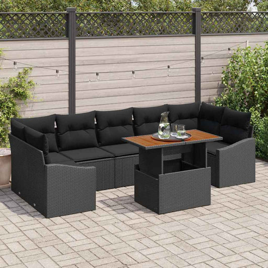 Garten Essgruppe mit Kissen mit Kissen 8 pcs Schwarz und Braun