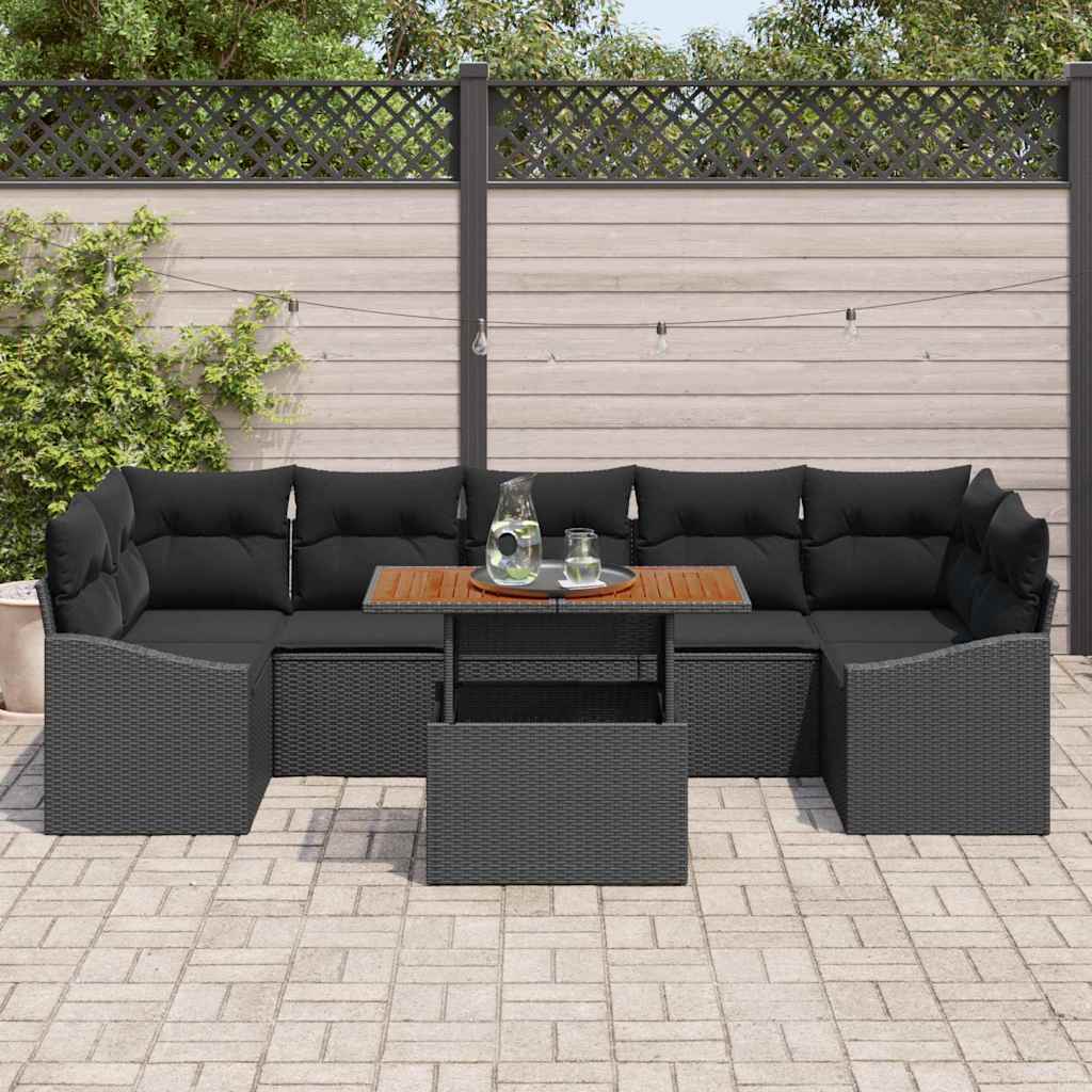 Garten Essgruppe mit Kissen mit Kissen 8 pcs Schwarz und Braun