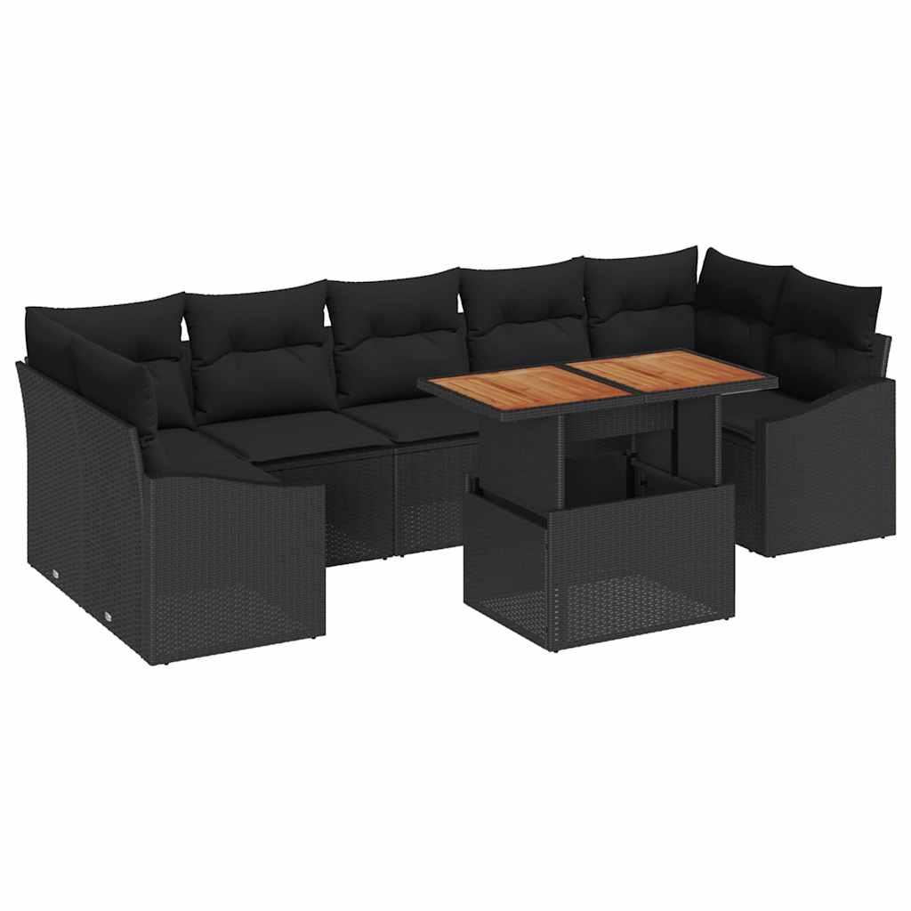 Garten Essgruppe mit Kissen mit Kissen 8 pcs Schwarz und Braun
