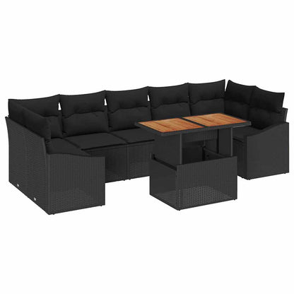 Garten Essgruppe mit Kissen mit Kissen 8 pcs Schwarz und Braun