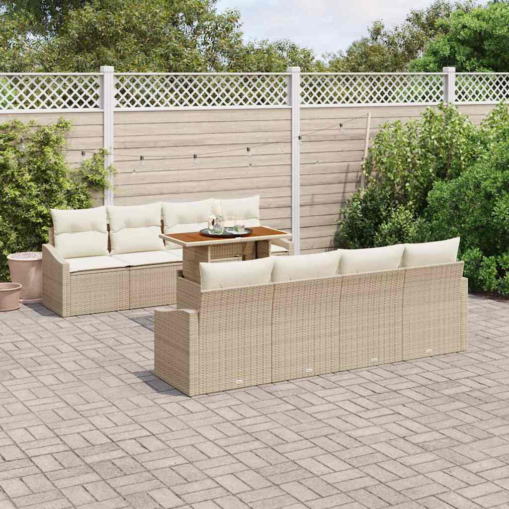 Garten Essgruppe mit Kissen mit Kissen 9 pcs Beige und Creme