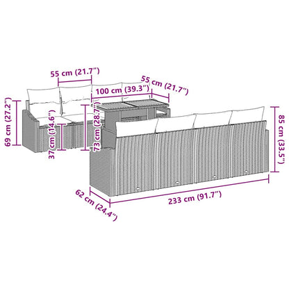Garten Essgruppe mit Kissen mit Kissen 9 pcs Beige und Creme