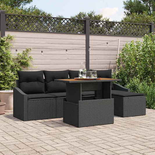 Garten Essgruppe mit Kissen 6 pcs Schwarz und Braun