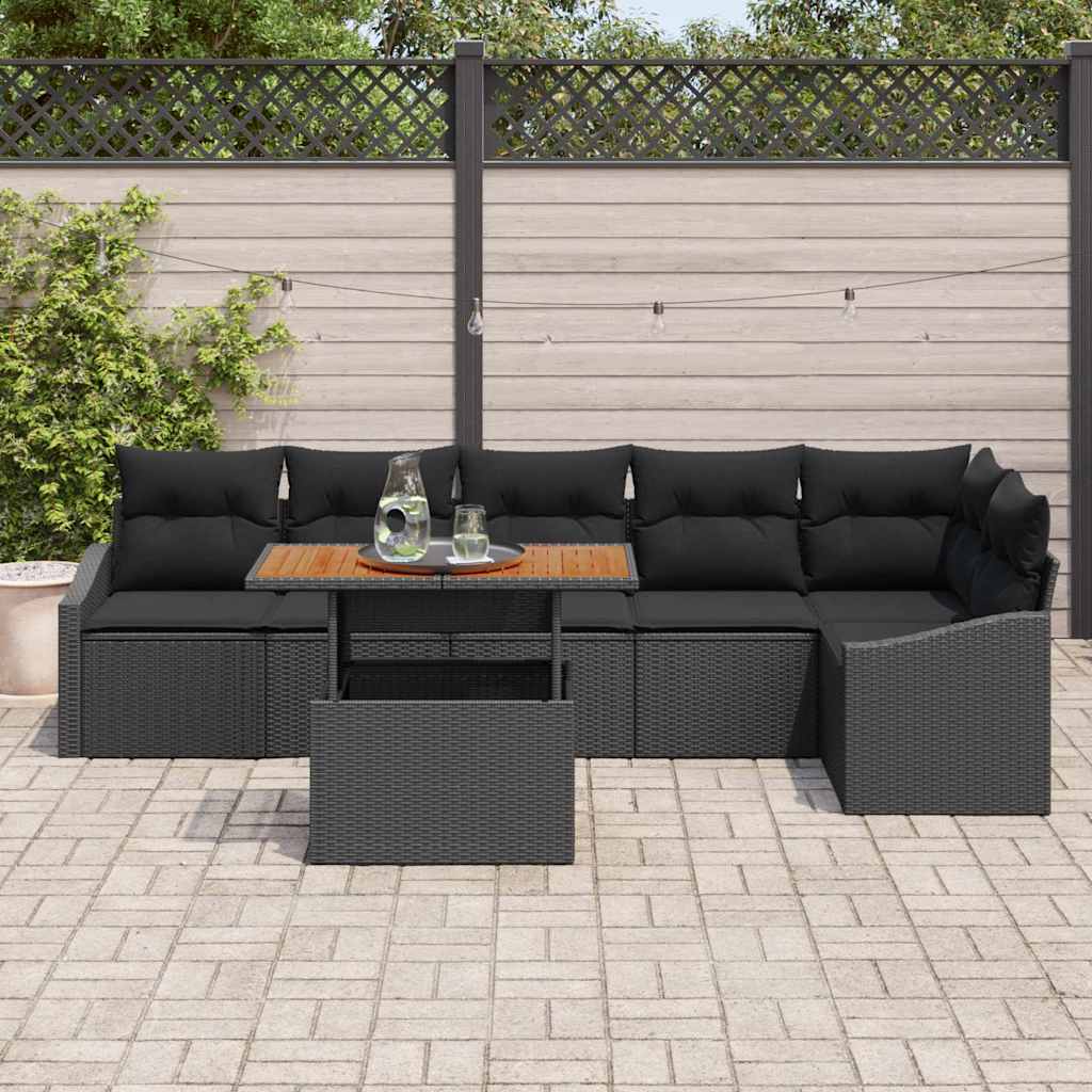 Garten Essgruppe mit Kissen mit Kissen 7 pcs Schwarz und Braun