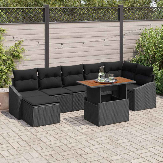 Garten Essgruppe mit Kissen 8 pcs Schwarz und Braun