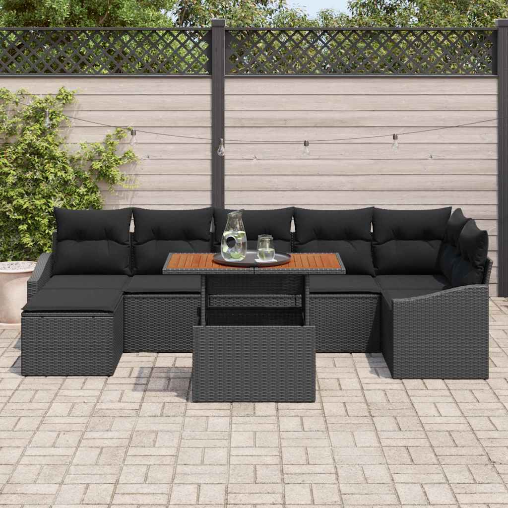 Garten Essgruppe mit Kissen 8 pcs Schwarz und Braun