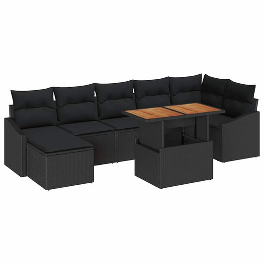 Garten Essgruppe mit Kissen 8 pcs Schwarz und Braun
