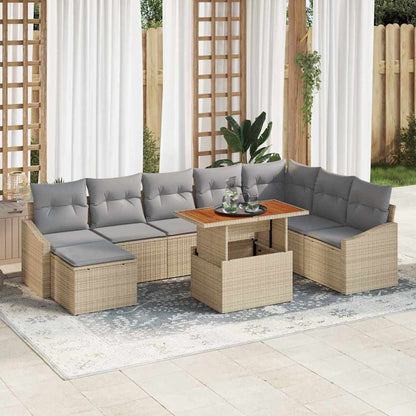 Garten Essgruppe mit Kissen 9 pcs Beige und Grau