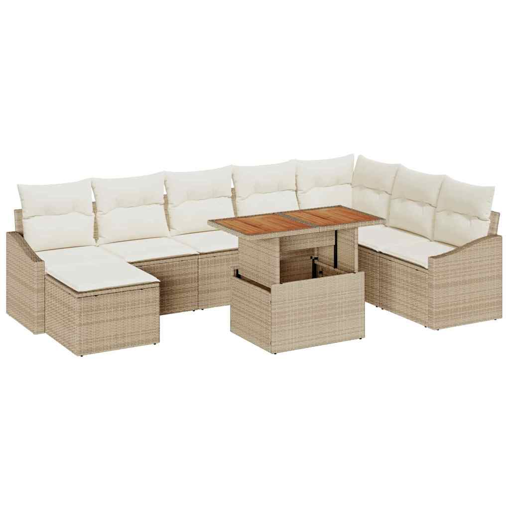 Garten Essgruppe mit Kissen 9 pcs Beige und Creme