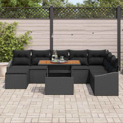 Garten Essgruppe mit Kissen 9 pcs Schwarz und Braun