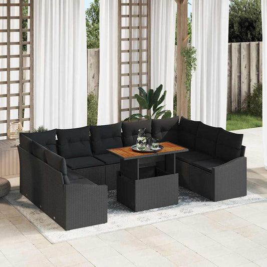 Garten Essgruppe mit Kissen mit Kissen 10 pcs Schwarz und Braun
