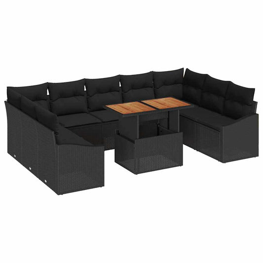 Garten Essgruppe mit Kissen mit Kissen 10 pcs Schwarz und Braun