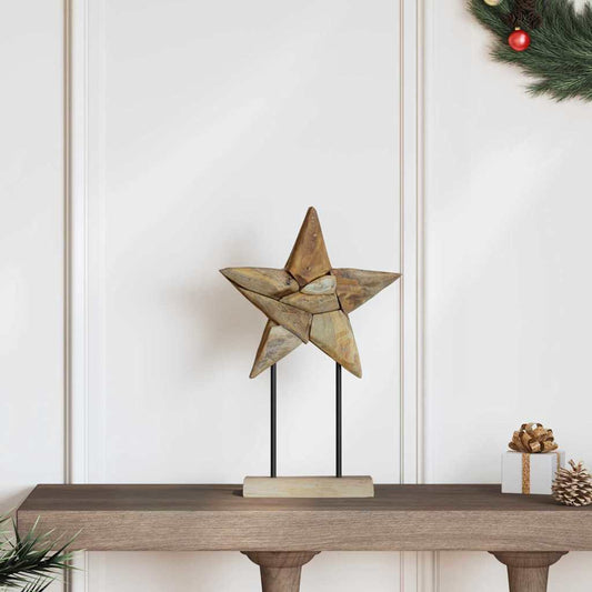 Weihnachtsstern Braun 30 x 5 x 45 cm Massivholz Teak