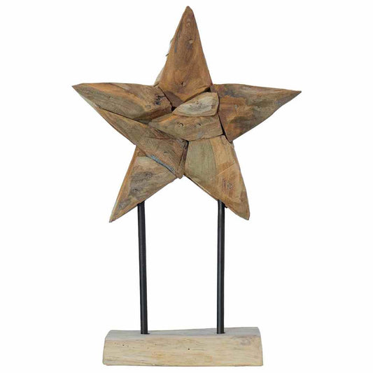 Weihnachtsstern Braun 30 x 5 x 45 cm Massivholz Teak