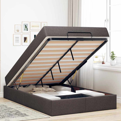 Bettgestell mit Matratze Dunkelbraun 120 x 190 cm Stoff
