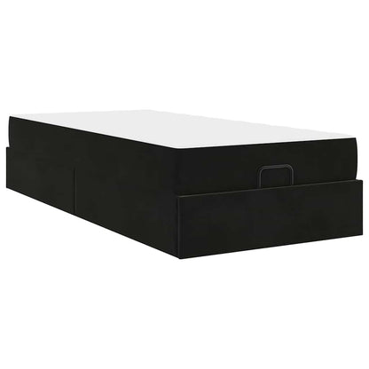 Bettgestell mit Matratze mit Speicher Schwarz 90 x 200 cm Samt