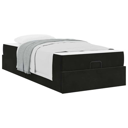 Bettgestell mit Matratze mit Speicher Schwarz 90 x 200 cm Samt