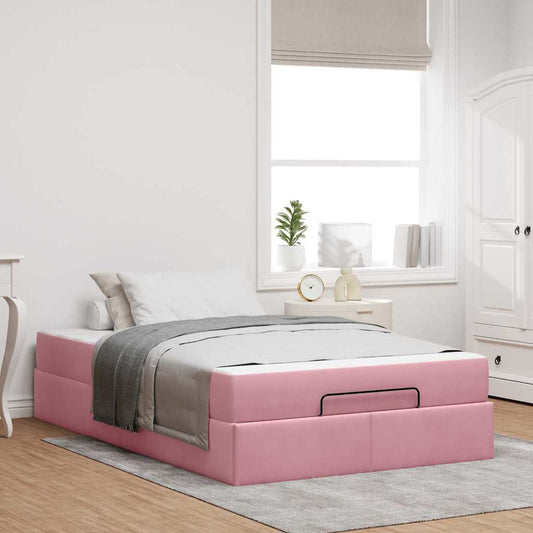 Bettgestell mit Matratze mit Speicher Rosa 120 x 190 cm Samt