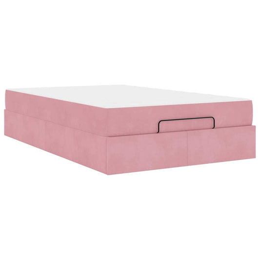 Bettgestell mit Matratze mit Speicher Rosa 120 x 190 cm Samt
